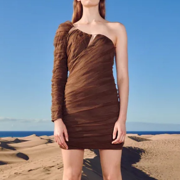 NWT Zara Asymmetrical Tulle Cutout Party Cocktail Dress - Picture 8 of 15